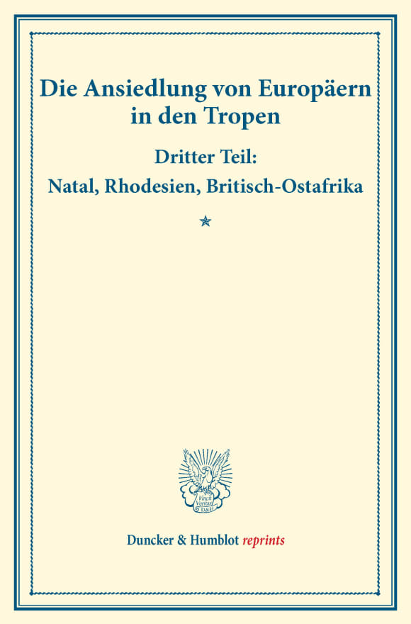 Cover Die Ansiedlung von Europäern in den Tropen