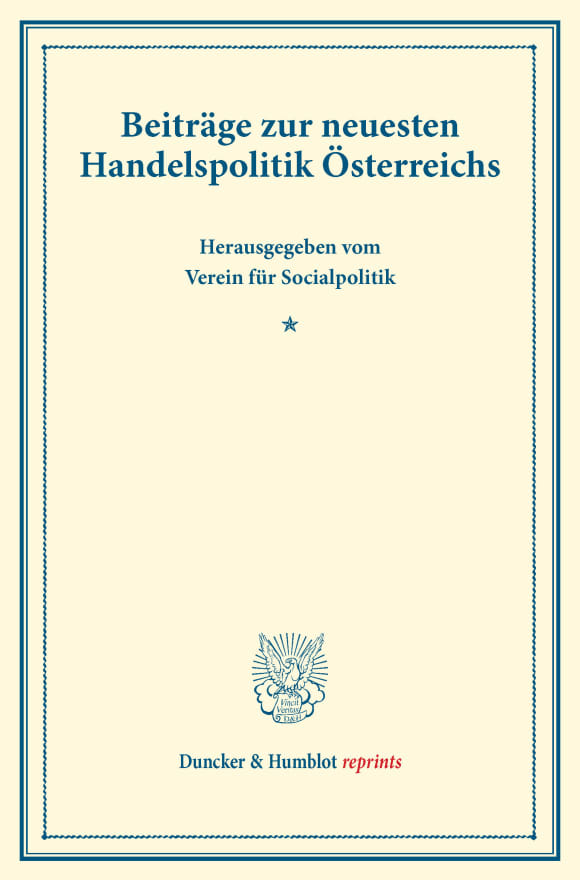 Cover Beiträge zur neuesten Handelspolitik Österreichs