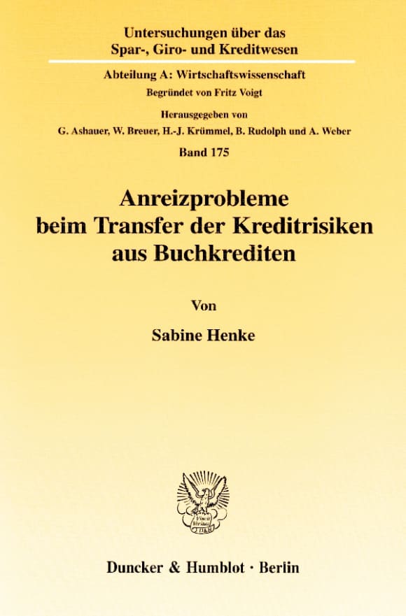 Cover Anreizprobleme beim Transfer der Kreditrisiken aus Buchkrediten