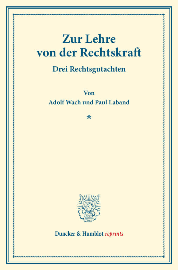 Cover Zur Lehre von der Rechtskraft