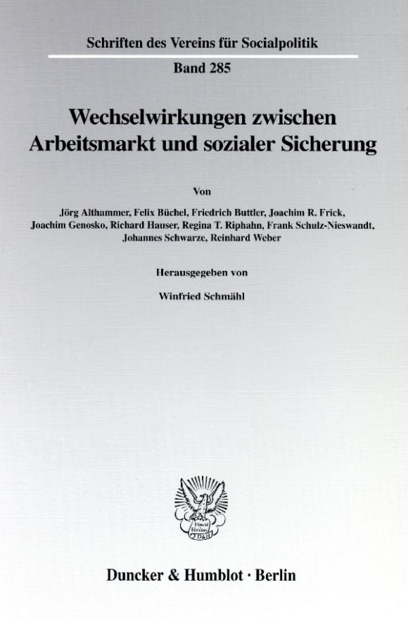 Cover Wechselwirkungen zwischen Arbeitsmarkt und sozialer Sicherung