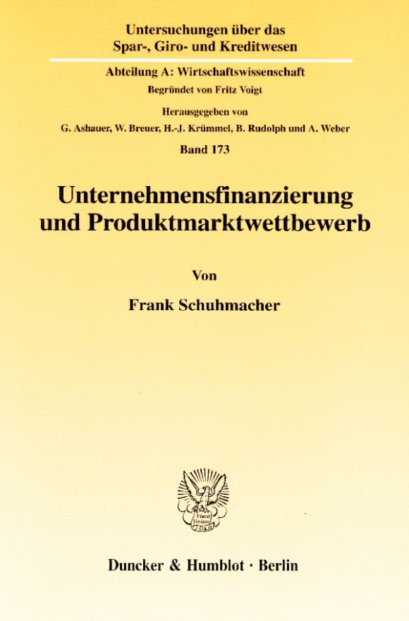 Cover Unternehmensfinanzierung und Produktmarktwettbewerb