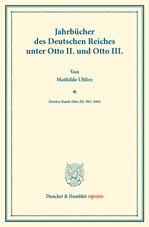 Cover Jahrbücher des Deutschen Reiches unter Otto II. und Otto III