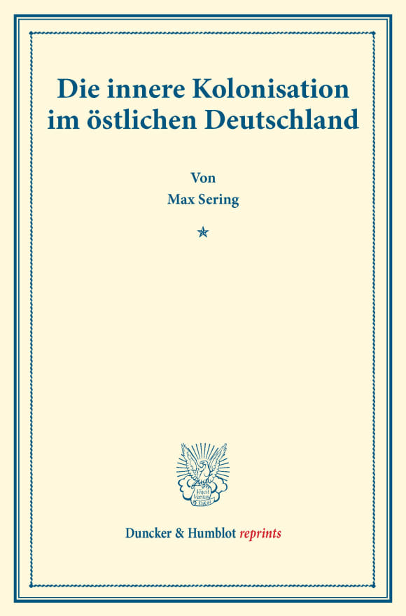 Cover Die innere Kolonisation im östlichen Deutschland