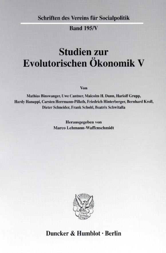 Cover Studien zur Evolutorischen Ökonomik V