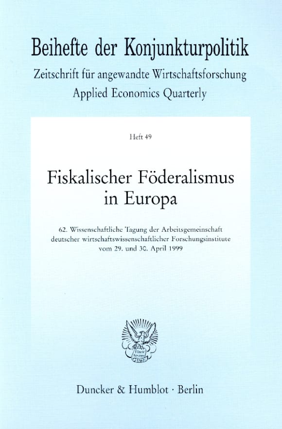 Cover Fiskalischer Föderalismus in Europa