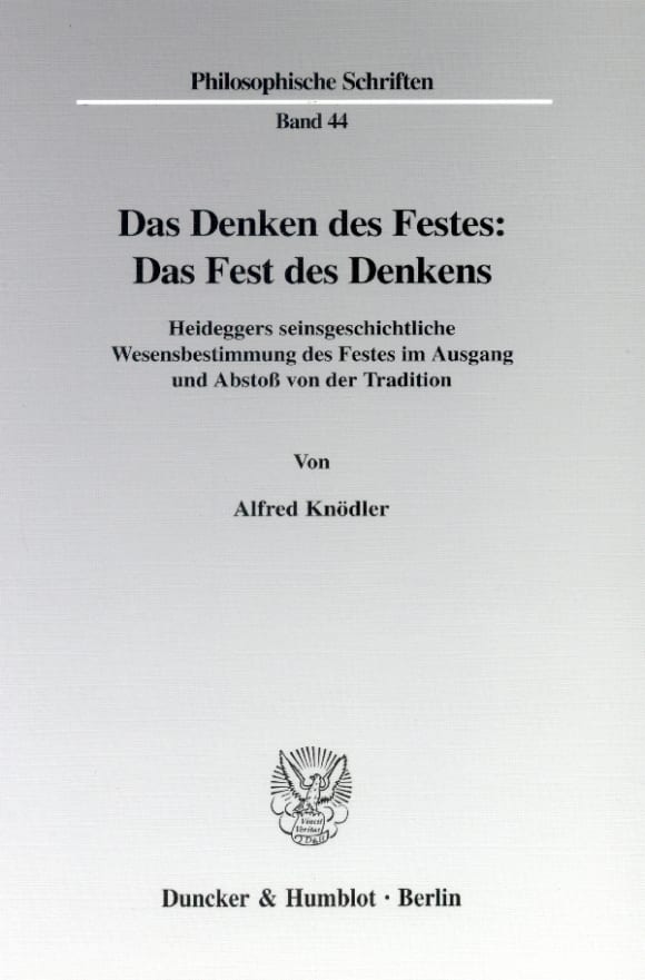 Cover Das Denken des Festes: Das Fest des Denkens