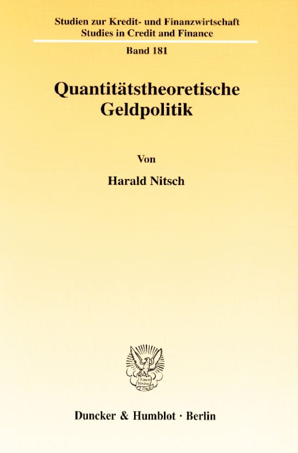 Cover Quantitätstheoretische Geldpolitik