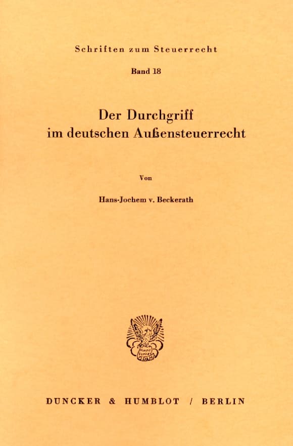 Cover Der Durchgriff im deutschen Außensteuerrecht