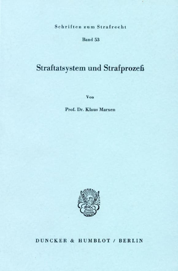 Cover Straftatsystem und Strafprozeß