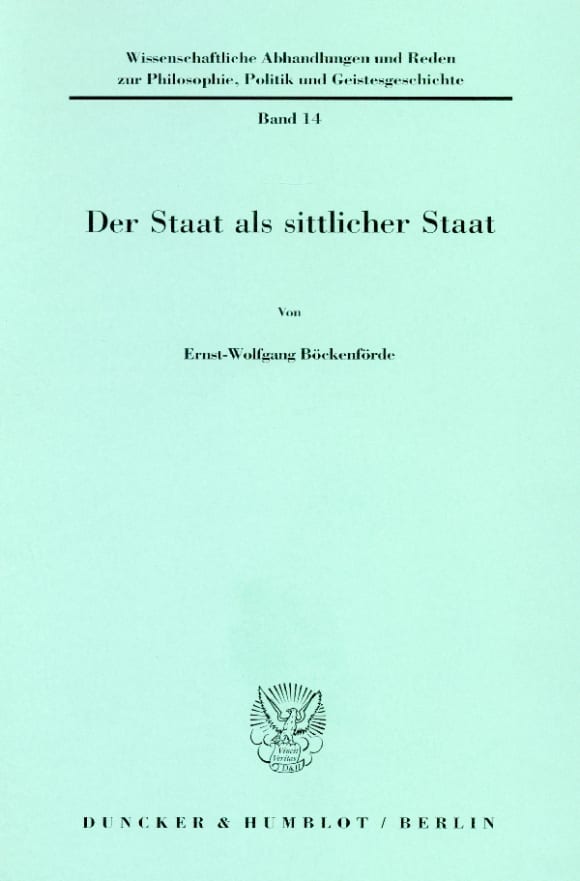 Cover Der Staat als sittlicher Staat