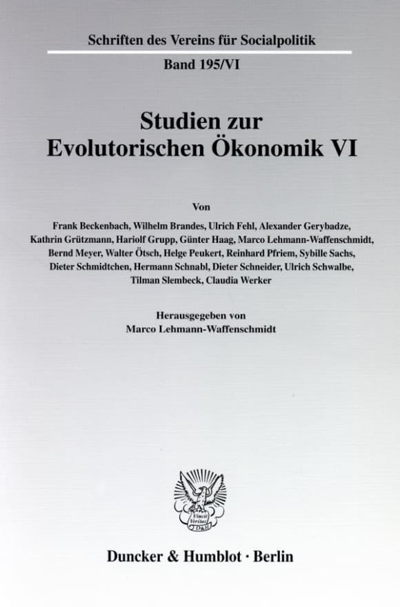 Cover Studien zur Evolutorischen Ökonomik VI