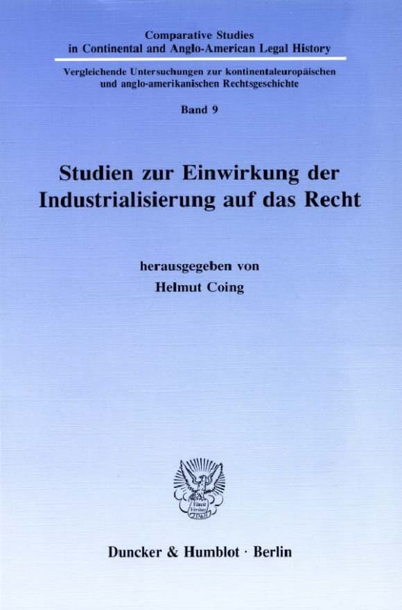 Cover Studien zur Einwirkung der Industrialisierung auf das Recht