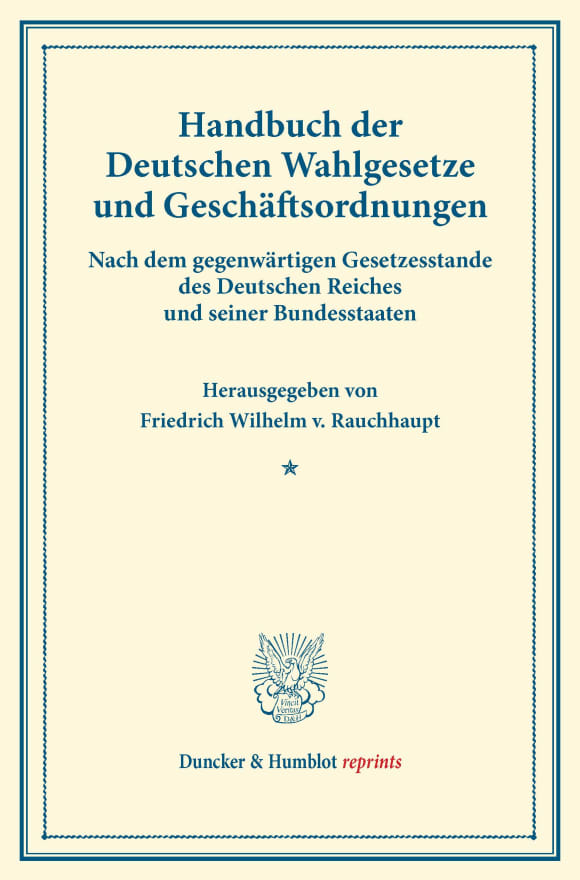 Cover Handbuch der Deutschen Wahlgesetze und Geschäftsordnungen