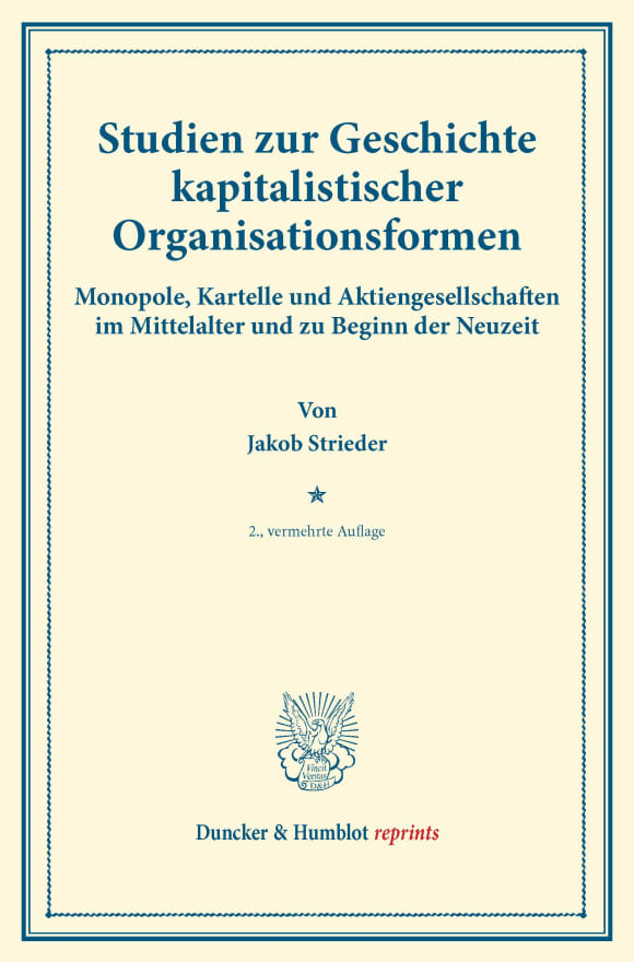 Cover Studien zur Geschichte kapitalistischer Organisationsformen