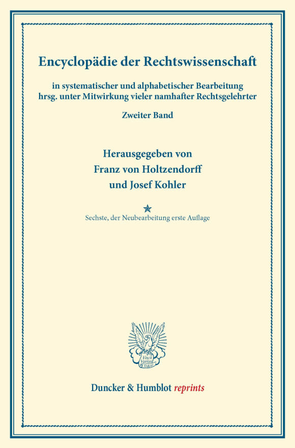 Cover Encyklopädie der Rechtswissenschaft