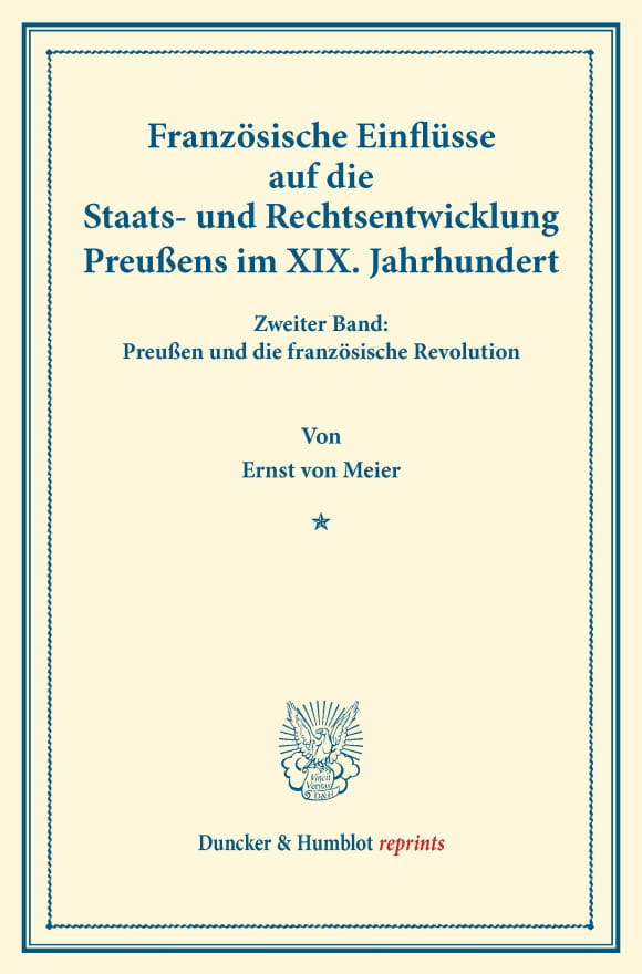 Cover Französische Einflüsse auf die Staats- und Rechtsentwicklung Preußens im XIX. Jahrhundert