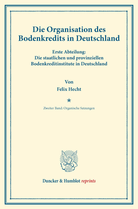 Cover Die Organisation des Bodenkredits in Deutschland