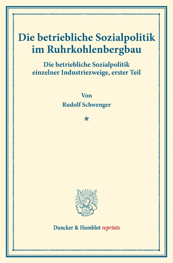 Cover Die betriebliche Sozialpolitik im Ruhrkohlenbergbau