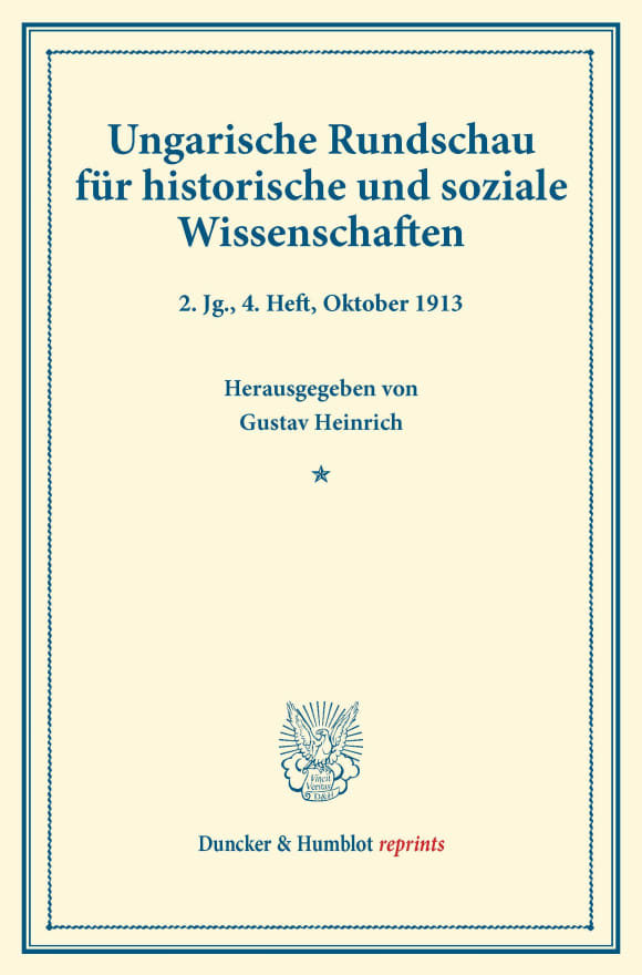 Cover Ungarische Rundschau für historische und soziale Wissenschaften