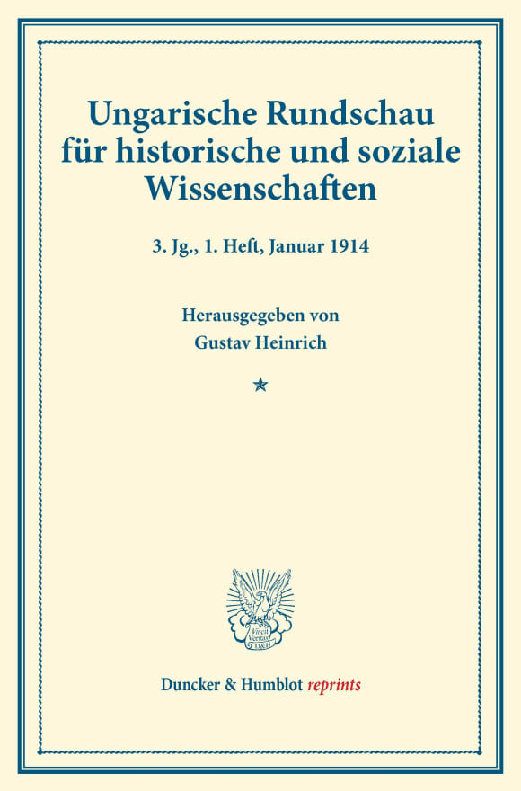 Cover Ungarische Rundschau für historische und soziale Wissenschaften