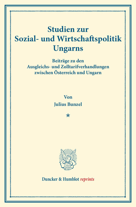 Cover Studien zur Sozial- und Wirtschaftspolitik Ungarns