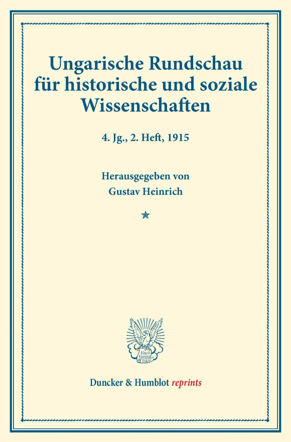 Cover Ungarische Rundschau für historische und soziale Wissenschaften