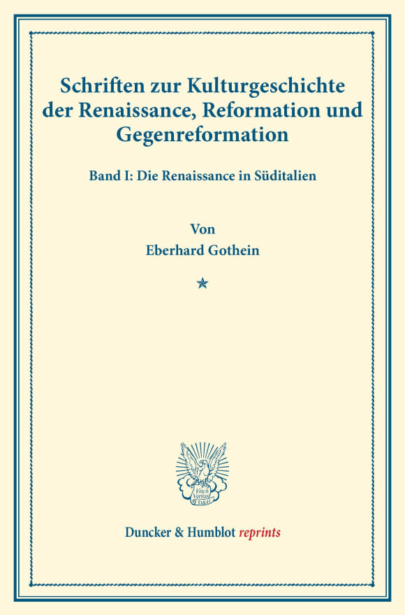 Cover Schriften zur Kulturgeschichte der Renaissance, Reformation und Gegenreformation