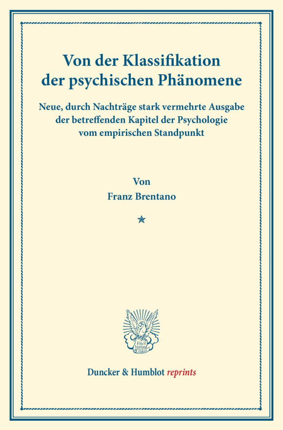 Cover Von der Klassifikation der psychischen Phänomene