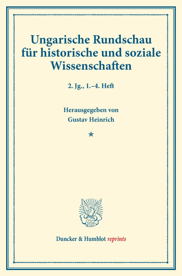 Cover Ungarische Rundschau für historische und soziale Wissenschaften