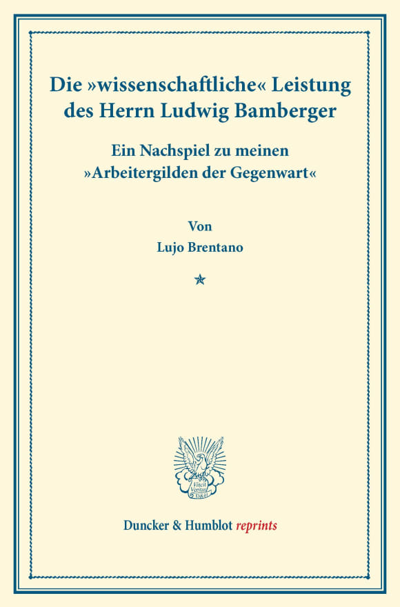 Cover Die »wissenschaftliche« Leistung des Herrn Ludwig Bamberger