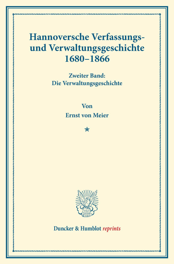 Cover Hannoversche Verfassungs- und Verwaltungsgeschichte 1680–1866