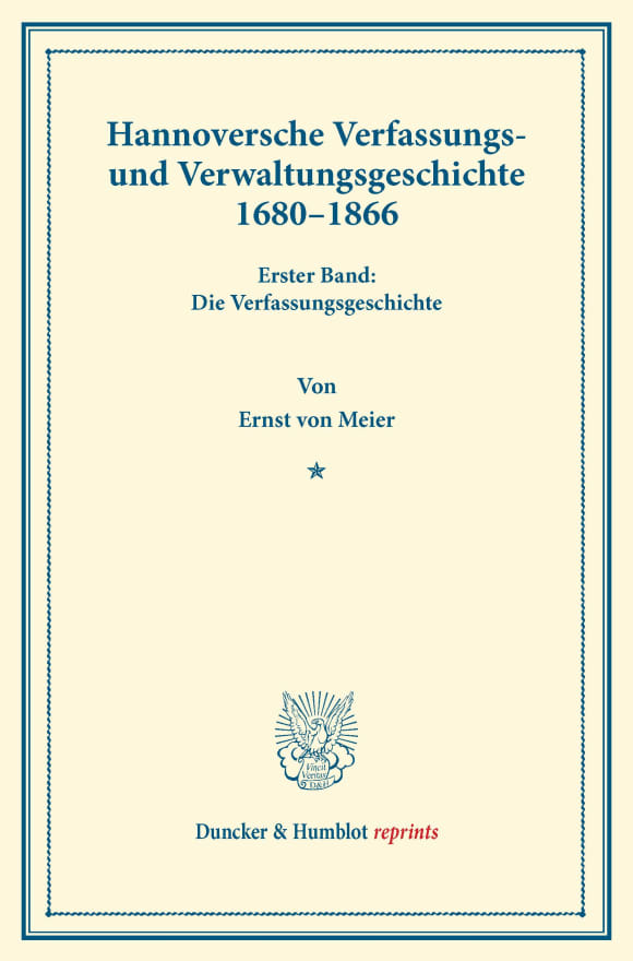 Cover Hannoversche Verfassungs- und Verwaltungsgeschichte 1680–1866