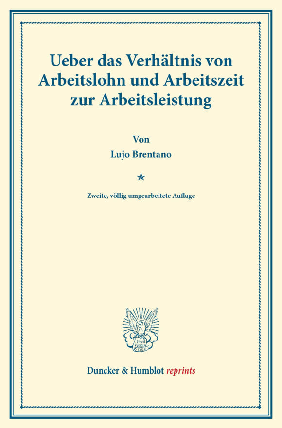 Cover Ueber das Verhältnis von Arbeitslohn und Arbeitszeit zur Arbeitsleistung