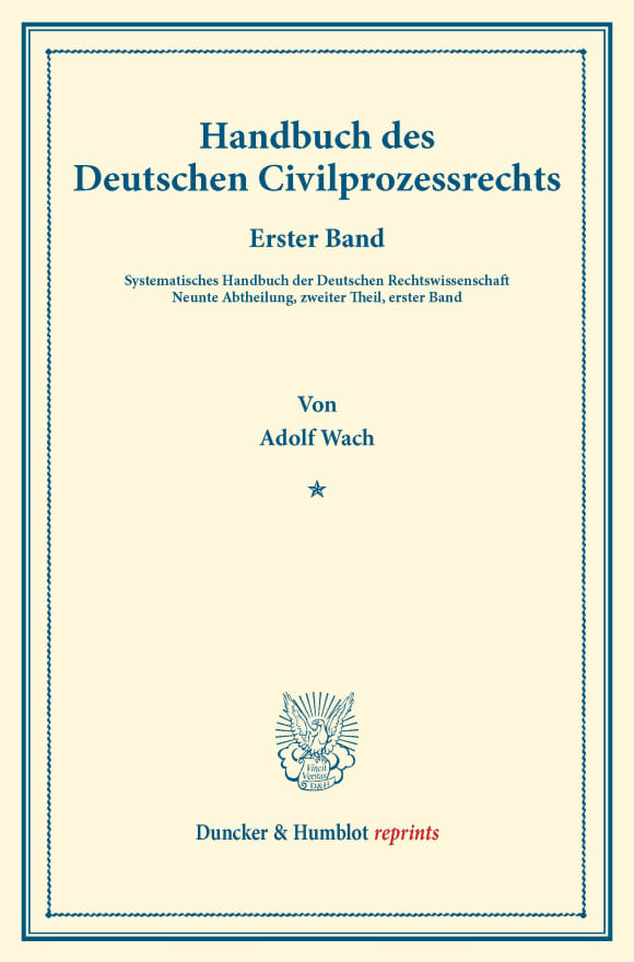 Cover Handbuch des Deutschen Civilprozessrechts