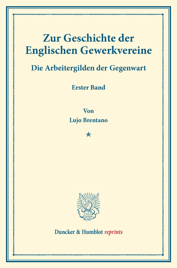 Cover Zur Geschichte der Englischen Gewerkvereine