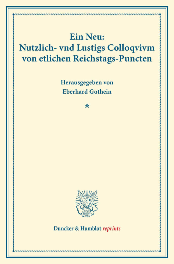 Cover Ein Neu: Nutzlich- vnd Lustigs Colloqvivm von etlichen Reichstags-Puncten