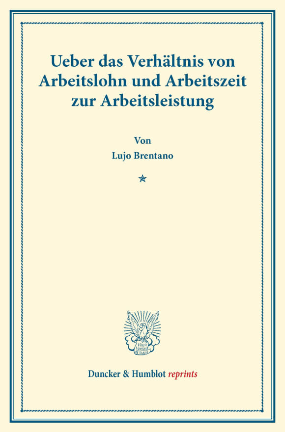 Cover Ueber das Verhältnis von Arbeitslohn und Arbeitszeit zur Arbeitsleistung