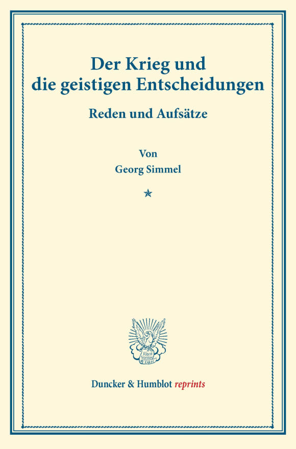 Cover Der Krieg und die geistigen Entscheidungen