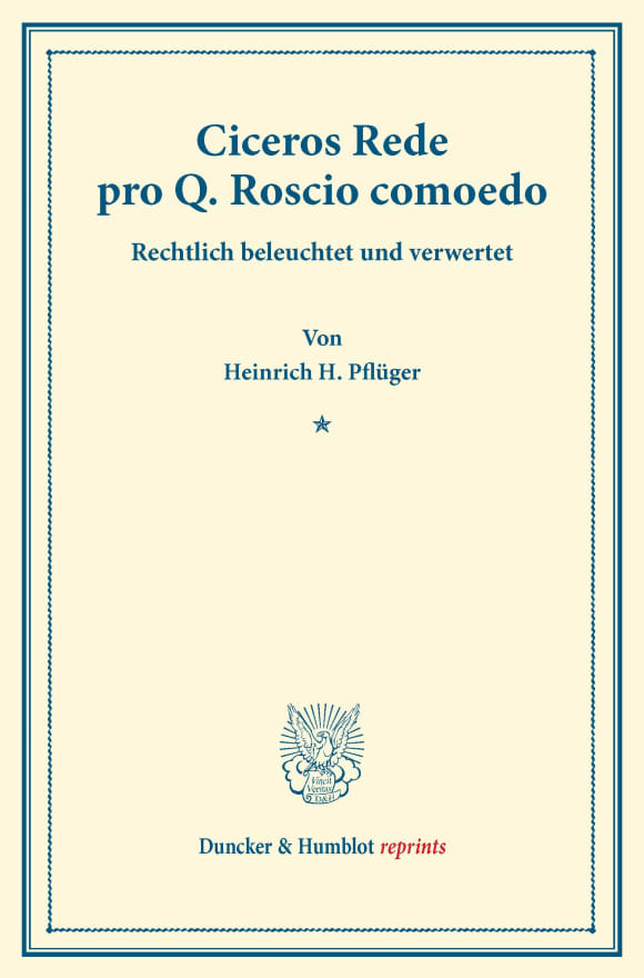 Cover Ciceros Rede pro Q. Roscio comoedo