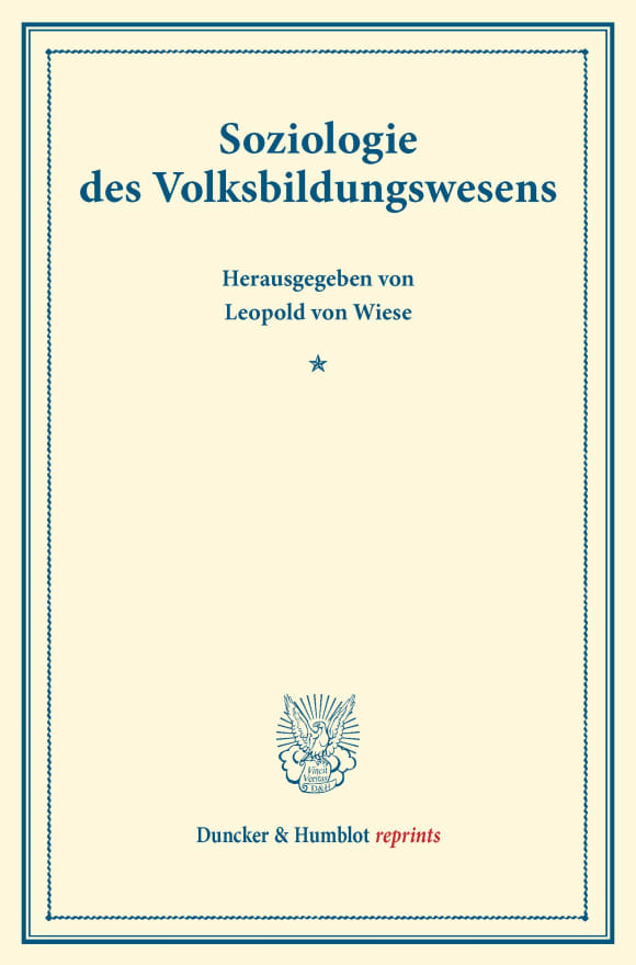 Cover Soziologie des Volksbildungswesens