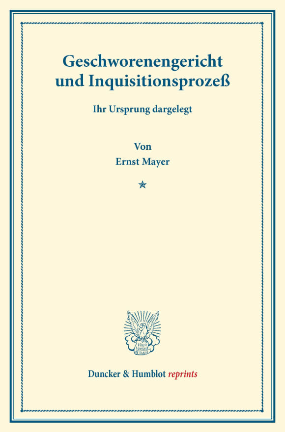 Cover Geschworenengericht und Inquisitionsprozeß