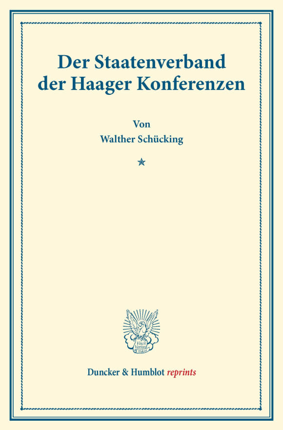 Cover Der Staatenverband der Haager Konferenzen