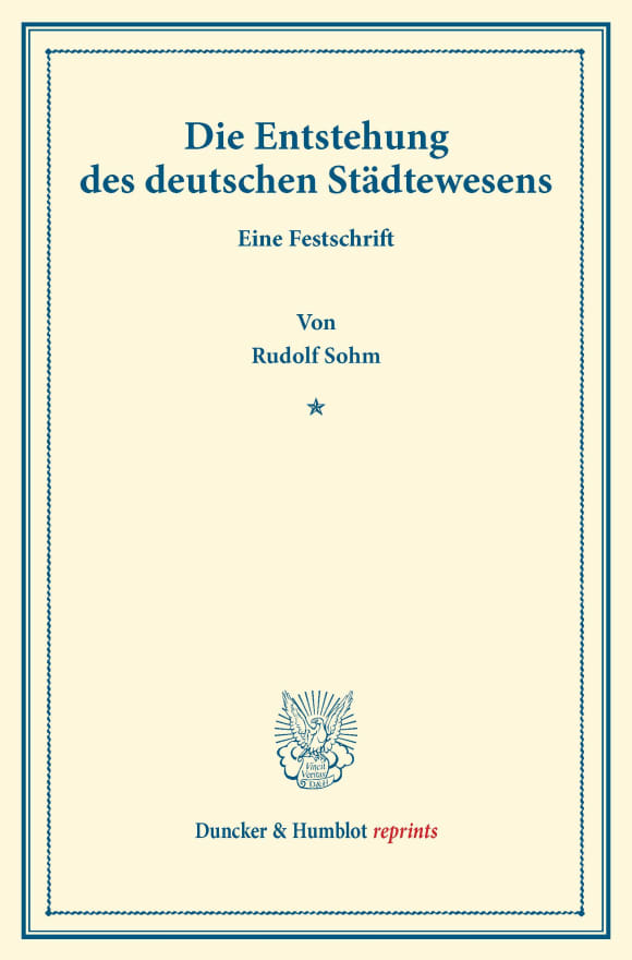 Cover Die Entstehung des deutschen Städtewesens