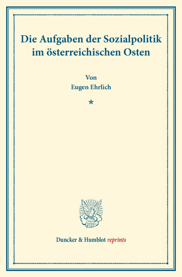 Cover Die Aufgaben der Sozialpolitik im österreichischen Osten