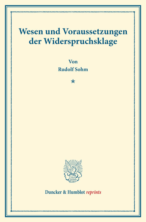 Cover Wesen und Voraussetzungen der Widerspruchsklage