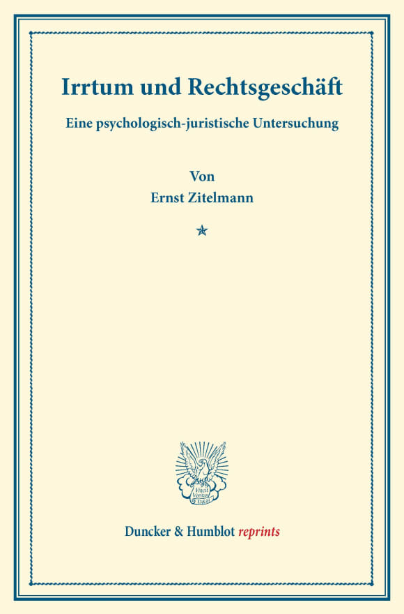 Cover Irrtum und Rechtsgeschäft