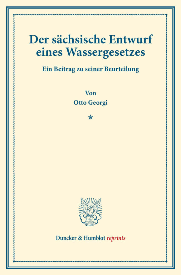 Cover Der sächsische Entwurf eines Wassergesetzes