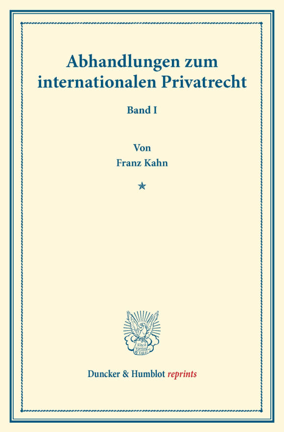 Cover Abhandlungen zum internationalen Privatrecht