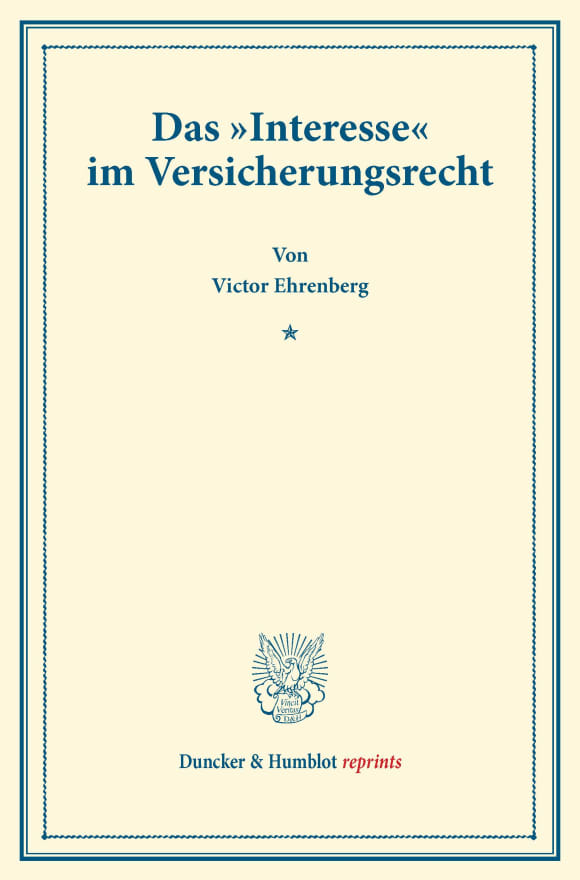 Cover Das »Interesse« im Versicherungsrecht